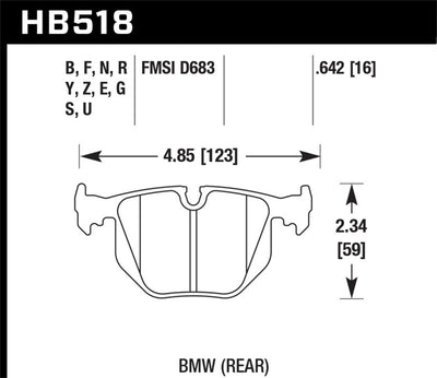 Hawk 01-06 BMW 330 / 97-01 740I / 96-01 750IL brake pad specifications
