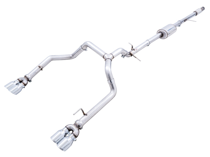 AWE Tuning 4th Gen GM 1500 5.3L 0FG Catback Split Rear Exit (w/ Bumper Cutouts) - Quad Chrome Tips - DTX Performance