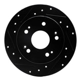 R1 97-15 Acura ILX Rear Left Drilled & Slotted Black Brake Rotor