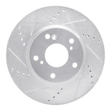 R1 16-25 Honda Civic Coupe Front Left Drilled & Slotted Silver Brake Rotor