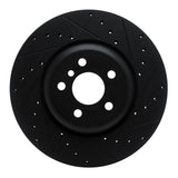 R1 16-25 BMW 330e Rear Right Drilled & Slotted Black Brake Rotor