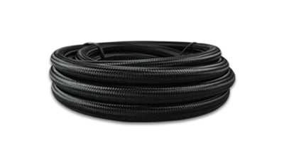 Vibrant -4 AN Black Nylon Braided Flex Hose w/ PTFE liner (10FT long) for high performance car parts and tuning upgrades.