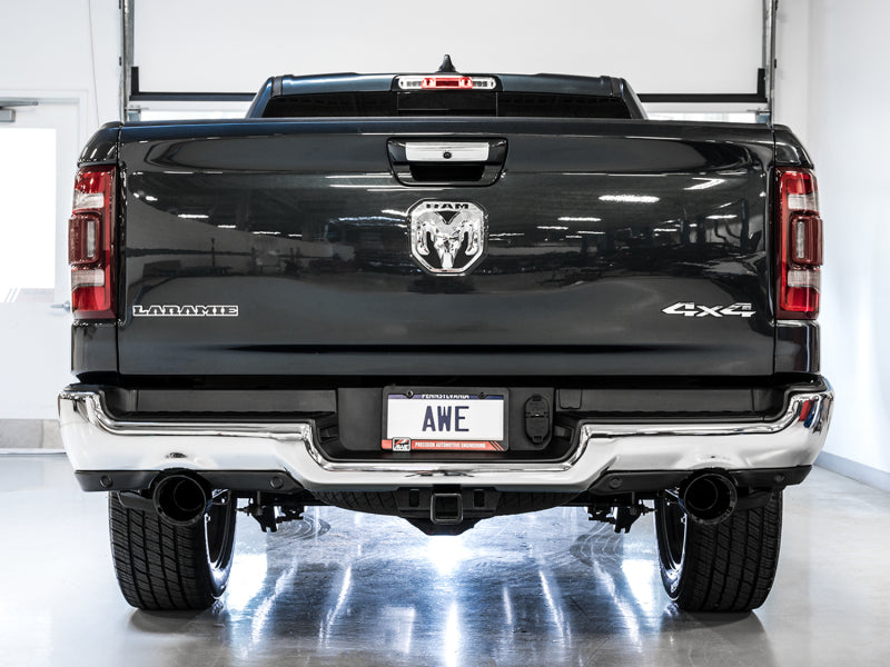 AWE Tuning 19-21 RAM 1500 5.7L (w/Cutouts) 0FG Dual Rear Exit Cat-Back Exhaust - Diamond Black Tips - DTX Performance