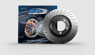 SHW 05-08 Porsche Boxster 2.7L Left Front Cross-Drilled Monobloc Brake Rotor (98735140101) high performance brake upgrade