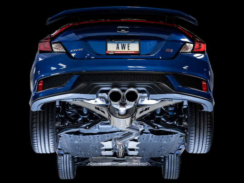 AWE Tuning 2016+ Honda Civic Si Touring Edition Exhaust w/Front Pipe & Dual Chrome Silver Tips - DTX Performance