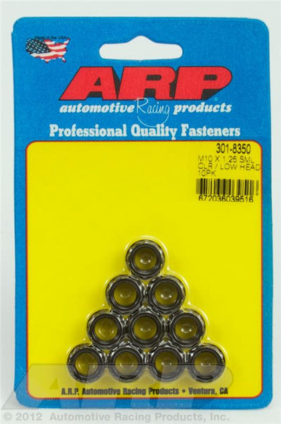 ARP M10x1.25 Sml Clr/Low Head 12PT Nut Kit 8740 Chrome Moly Black - 10 PK performance car parts