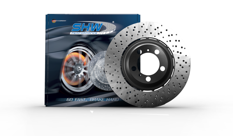 SHW 14-18 Audi RS7 4.0L Rear Cross-Drilled Lightweight Wavy Brake Rotor (4G8615601E) for performance car parts by DTX Performance