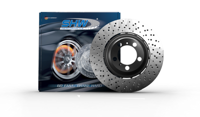 SHW 14-18 Audi RS7 4.0L Rear Cross-Drilled Lightweight Wavy Brake Rotor (4G8615601E) for performance car parts by DTX Performance