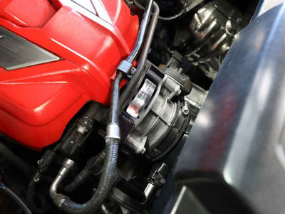 aFe 2020 Vette C8 Silver Bullet Aluminum Throttle Body Spacer / Works With Factory Intake Only - Blk installed