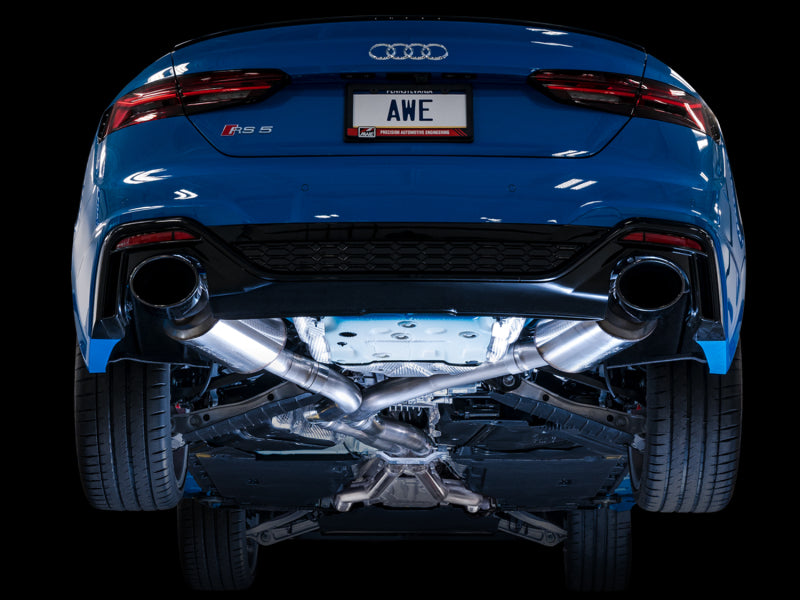 AWE Tuning Audi B9.5 RS5 Sportback Non-Resonated Touring Edition Exhaust - RS-Style Diamond Blk Tips - DTX Performance