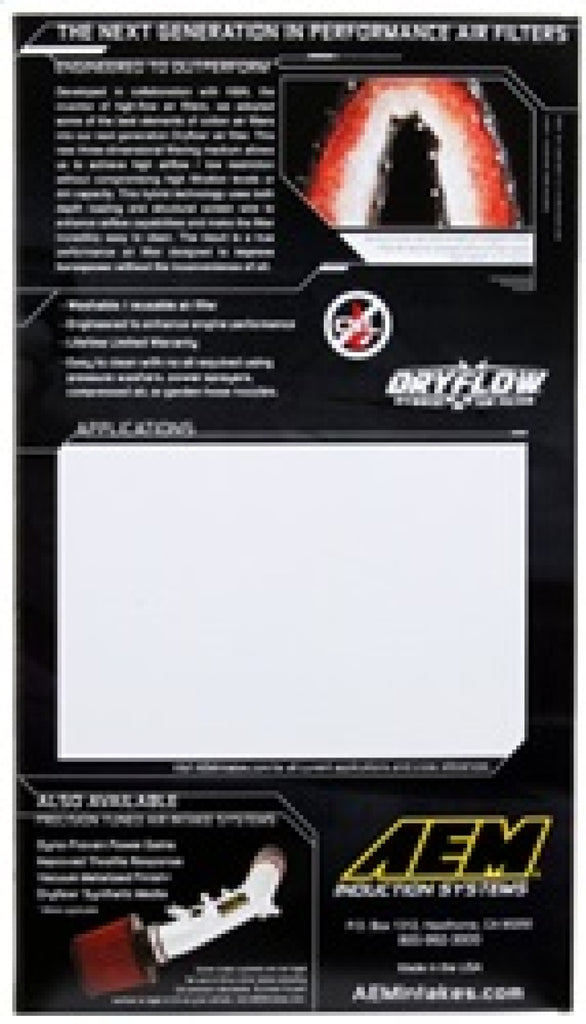 AEM 07-12 Ford Edge/8-12 Taurus 07-12/Lincoln MKZ Air Filter packaging with performance car parts description from DTX Performance