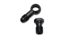Vibrant Single -4AN 3/8-24 Aluminum Male Banjo Adapter Assembly in black for performance car parts.