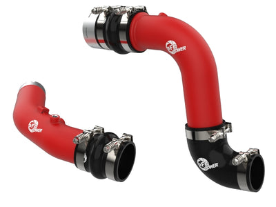 aFe 23-25 Ford F250/F350 Super Duty V8-6.7L BladeRunner Aluminum Hot & Cold Charge Pipe Kit - Red for performance upgrades