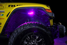Load image into Gallery viewer, Oracle Underbody RGB+W Wheel Well Rock Light Kit - 4 PCS - ColorSHIFT on a performance car, highlighting vibrant lighting.