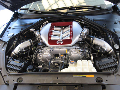 K&N 09+ Nissan GTR Drop In Air Filter in engine bay, DTX Performance car parts, high performance auto parts, veteran owned shop