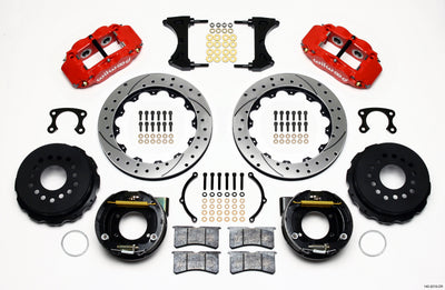 Wilwood Narrow Superlite 4R Rear P-Brk Kit 12.88in Drill Red Big Ford New Style 2.50in Offset brake upgrade kit
