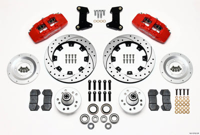Wilwood Dynapro 6 Front Hub Kit 12.19in Drilled Red 74-80 Pinto/Mustang II Disc Spindle only, performance car parts by DTX Performance