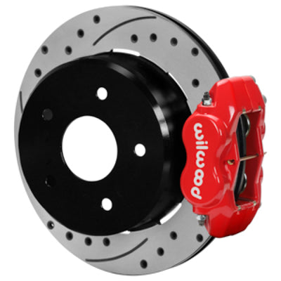 Wilwood 88-98 Chevy Silverado Forged Dynalite 12.19x0.81 Drill/Slot Rear Drum to Disc Conv. - Red, high performance car parts