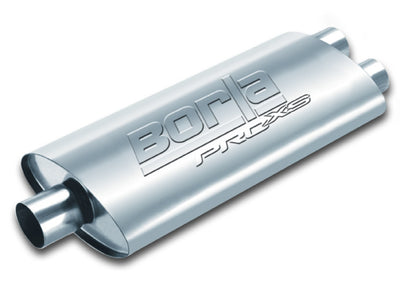 Borla Pro-XS 3in, 2-1/2in, 19in x 9-1/2in x 4in Oval Cen/Dual Turbo XL Muffler performance car part by DTX Performance