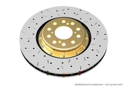 DBA 09+ Nissan GTR R-35 Front Drilled & Slotted 5000 Series 2 Piece Rotor Assembled w/ Black Hat, high performance brakes