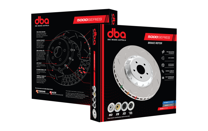 DBA 09+ Nissan 370Z Sport / Infiniti G37 Sport Front Drilled & Slotted 5000 Series 2 Piece Rotors packaging