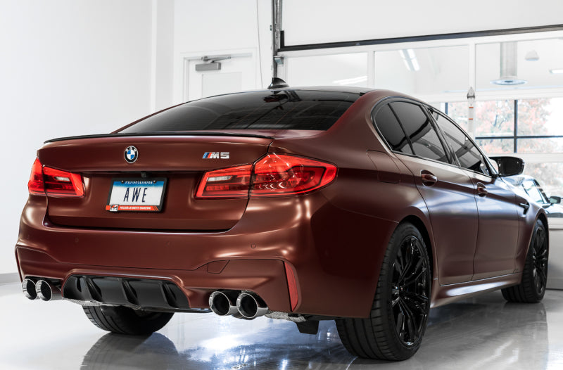 AWE Tuning 18-19 BMW F90 M5 SwitchPatch Cat-Back Exhaust- Black Diamond Tips - DTX Performance