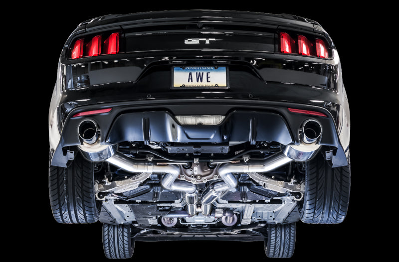 AWE Tuning S550 Mustang GT Cat-back Exhaust - Touring Edition (Chrome Silver Tips) - DTX Performance