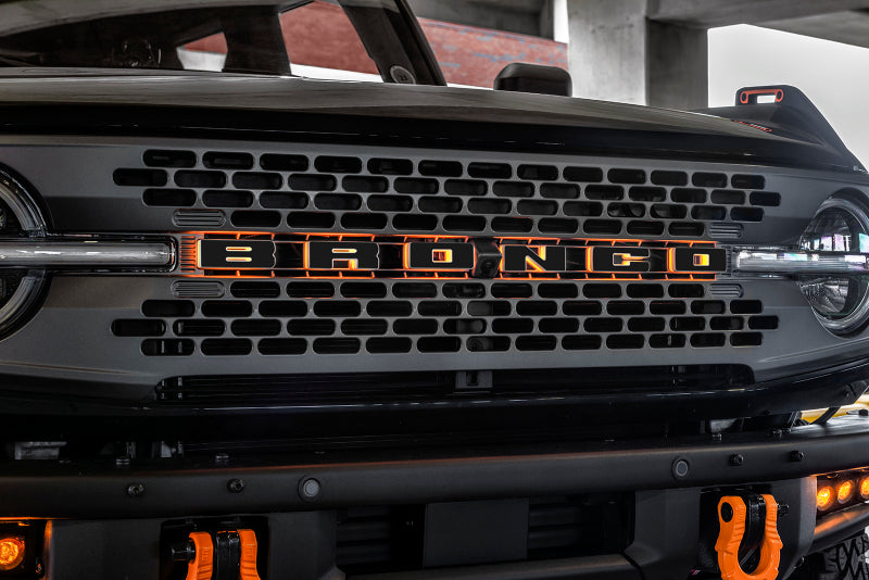 ORACLE Lighting Universal Illuminated LED Letter Badges - Matte Blk Surface Finish - C installed on truck grille