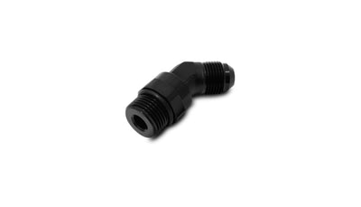 Vibrant -6AN Male Flare to Male -6AN ORB Swivel 45 Degree Adapter Fitting - Anodized Black for performance cars and upgrades