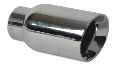 Vibrant 2.5in ID Single 4in OD Round SS Exhaust Tip (Double Wall Angle Cut) - performance car parts