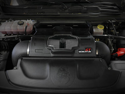 aFe Momentum GT Pro Dry S Cold Air Intake System 2021 RAM 1500 TRX V8-6.2L SC in engine bay, performance parts
