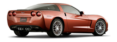 SLP 2009-2013 Chevrolet Corvette LS3 LoudMouth Cat-Back Exhaust System on a red Corvette, performance upgrades by DTX Performance.