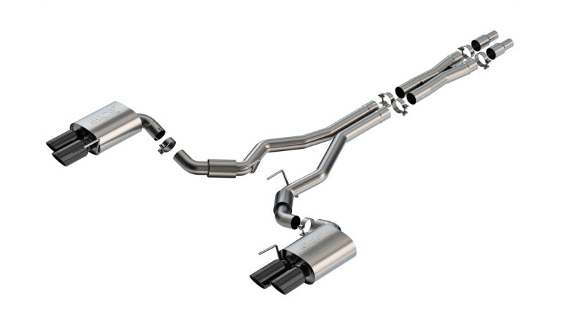 Borla 2024 Ford Mustang GT 5.0L V8 3 in ATAK Catback Non-Active Exhaust- Black Chrome Quad Tip - DTX Performance