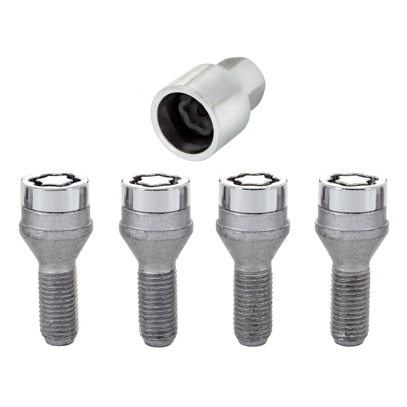 McGard Wheel Lock Bolt Set - 4pk. (Cone Seat) M12X1.5 / 17mm Hex / 25.5mm Shank Length - Chrome for performance car parts