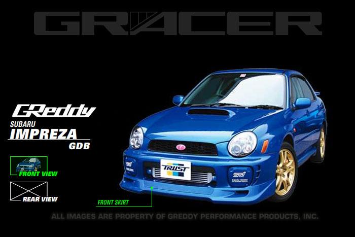 GReddy 02-03 WRX Polyurethane Front Lip Spoiler on Subaru Impreza, high performance car part, DTX Performance, veteran owned shop