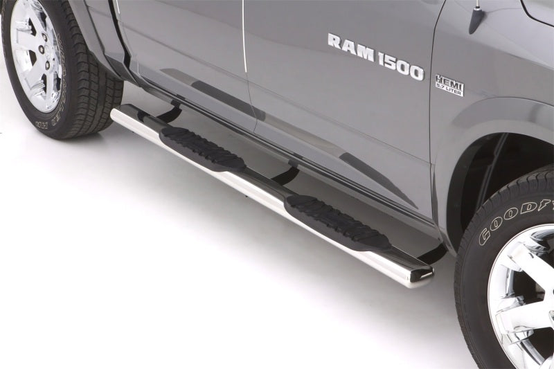 Lund 10-17 Dodge Ram 2500 Crew Cab 5in. Oval Straight SS Nerf Bars - Polished installed on truck
