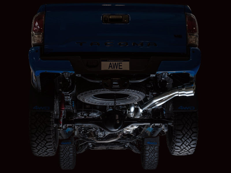 AWE 16-22 Toyota Tacoma 0FG Catback Exhaust w/ BashGuard - Dual Chrome Silver Tips - DTX Performance