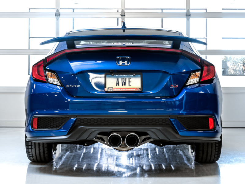 AWE Tuning 2016+ Honda Civic Si Touring Edition Exhaust w/Front Pipe & Dual Chrome Silver Tips - DTX Performance