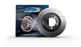 SHW 05-08 Porsche Boxster 2.7L Left Front Cross-Drilled Monobloc Brake Rotor (98735140101), performance car parts, DTX Performance