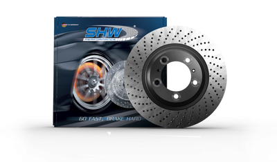 SHW 05-08 Porsche Boxster 2.7L Left Front Cross-Drilled Monobloc Brake Rotor (98735140101), performance car parts, DTX Performance