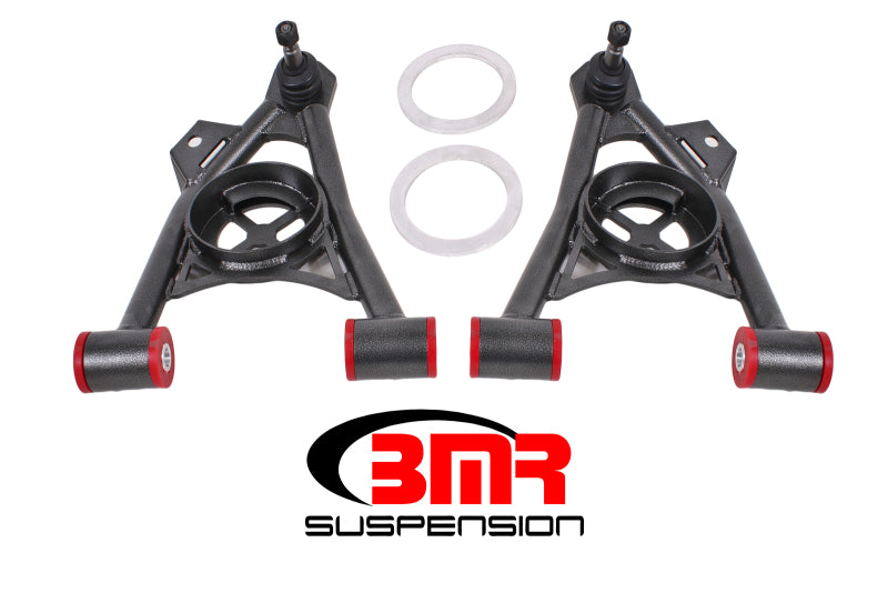 BMR 94-04 Mustang Lower Non-Adj. A-Arms (Poly) w/ Tall Ball Joint / Spring Pocket - Black Hammertone - DTX Performance