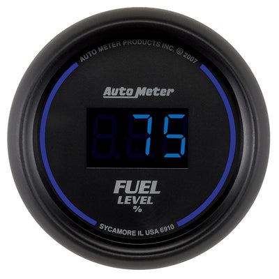 Autometer Cobalt Digital 52.4mm Black Programmable Empty-Full Range Fuel Level Gauge, performance car parts, DTX Performance