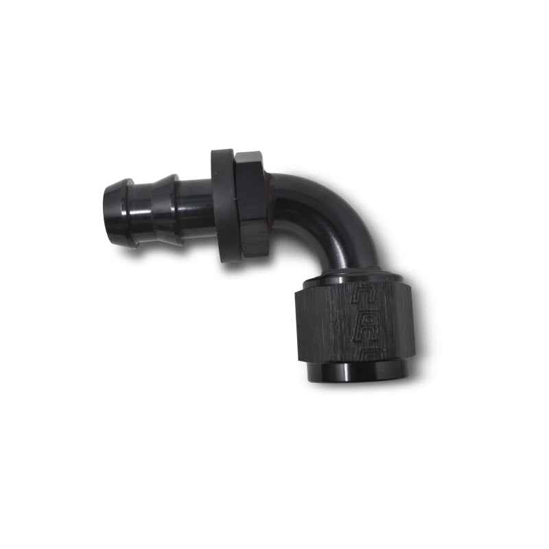 Russell Performance -6 AN Twist-Lok 90 Degree Hose End (Black), ideal for DTX Performance upgrades, car tuning, and racing applications.
