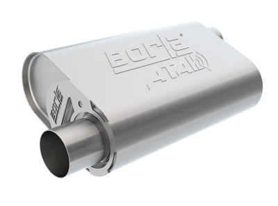 Borla CrateMuffler SBC 283 / 327 / 350 2.5 inch Offset/Center 14in x 4.35in x 9in Oval Muffler, performance auto parts