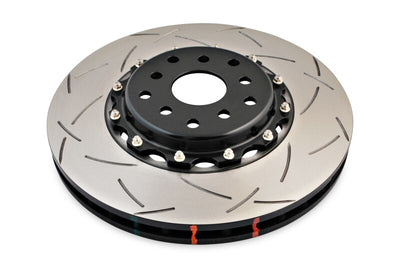 DBA 04-07 STi/2017 BRZ w/Perf. Pkg. 10 Hole Front Slotted 5000 Series 2/PC Rotor Assembled w/Blk Hat, high performance brake upgrade