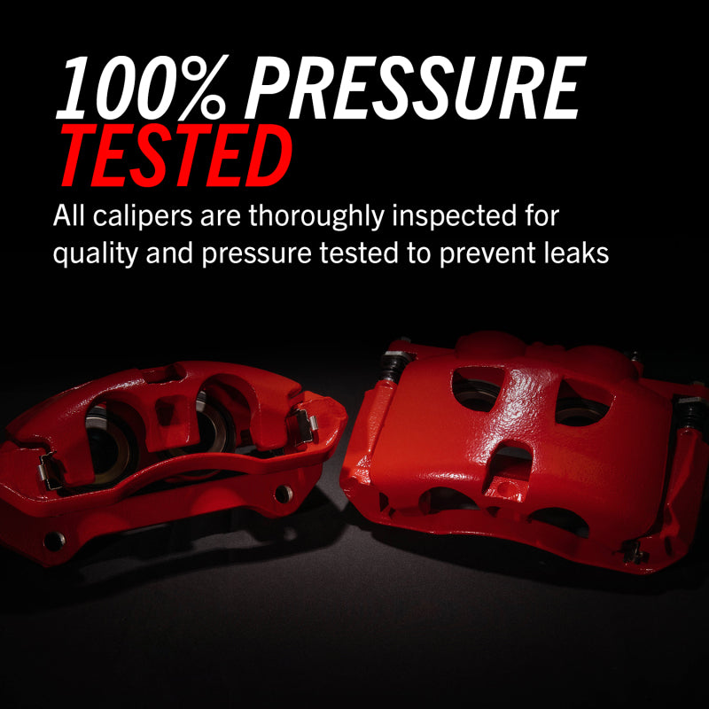 Power Stop 98-02 Chevrolet Camaro Front Red Calipers w/Brackets - Pair with text: 100% pressure tested