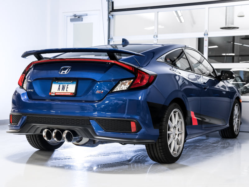 AWE Tuning 2016+ Honda Civic Si Touring Edition Exhaust w/Front Pipe & Triple Chrome Silver Tips - DTX Performance