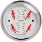 Autometer Arctic White Quad Gauge for high performance cars, featuring 100 PSI/100-250 Deg F/8-18V/240-33 Ohm readings. DTX Performance shop.