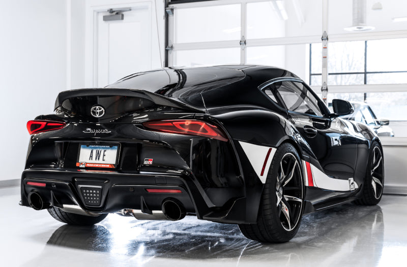 AWE 2020 Toyota Supra A90 Resonated Touring Edition Exhaust - 5in Diamond Black Tips - DTX Performance