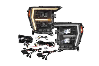 Diode Dynamics 2021+ Ford F-150 Elite Max LED Headlamps with dual Bi-LED projectors and adaptive features for high performance car tuning.